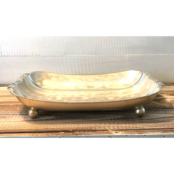Vintage 1950s WMF-IKORA Silver Plate Footed Serving Tray Swirl Brushed Finish - Picture 4 of 12